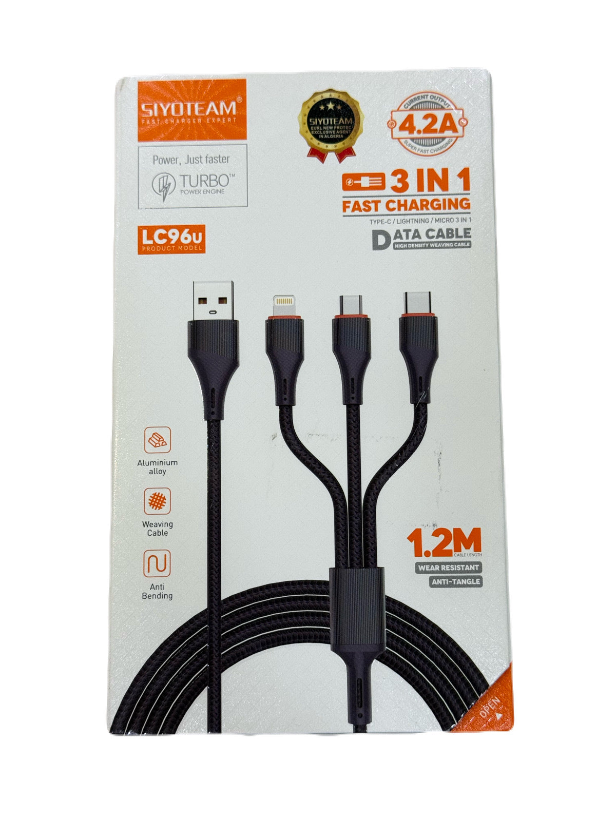 3 In 1 Fast Charging Data Cable 1.2M