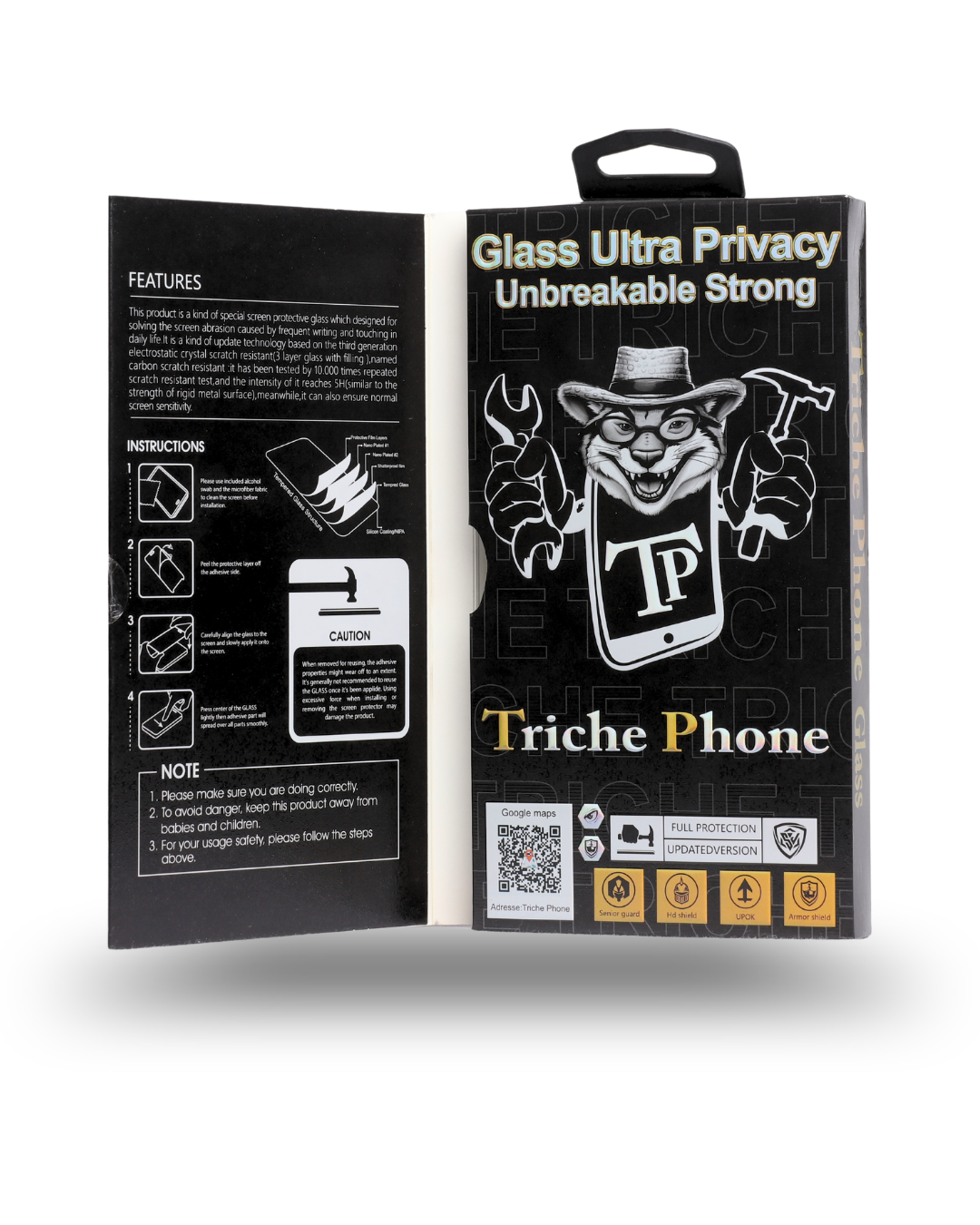 Triche Phone Privacy Screen protector (👀مضاد للكسر 🔨و عازل للرؤية)