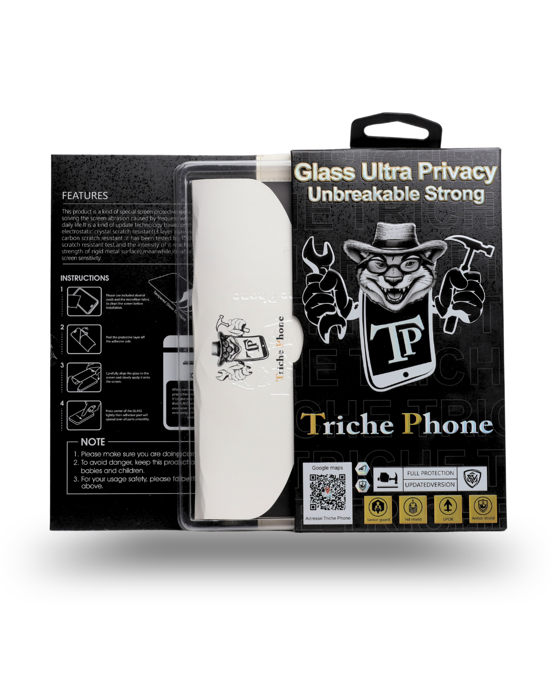 Triche Phone Privacy Screen protector (👀مضاد للكسر 🔨و عازل للرؤية)