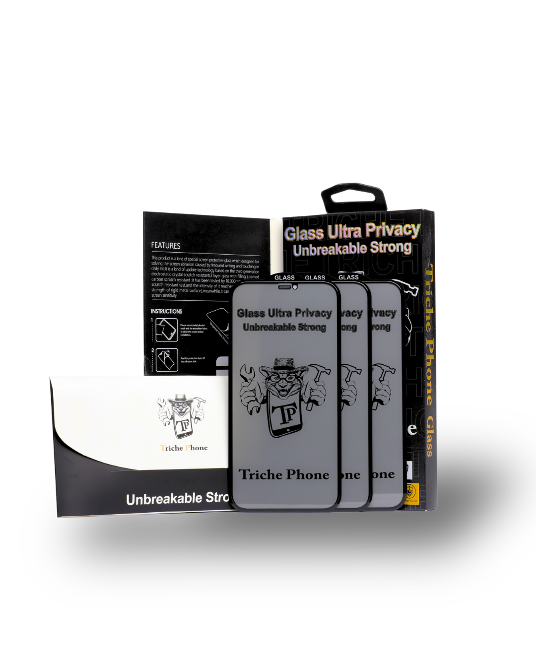 Triche Phone Privacy Screen protector (👀مضاد للكسر 🔨و عازل للرؤية)