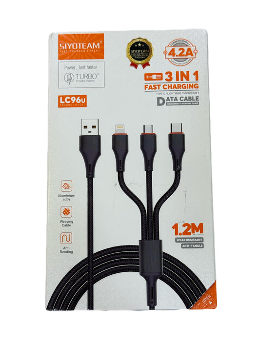3 In 1 Fast Charging Data Cable 1.2M